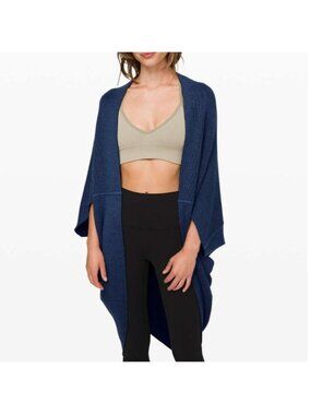 Lululemon Exaltation Wrap Reversible Navy Blue Merino Wool Cardigan Sweater
